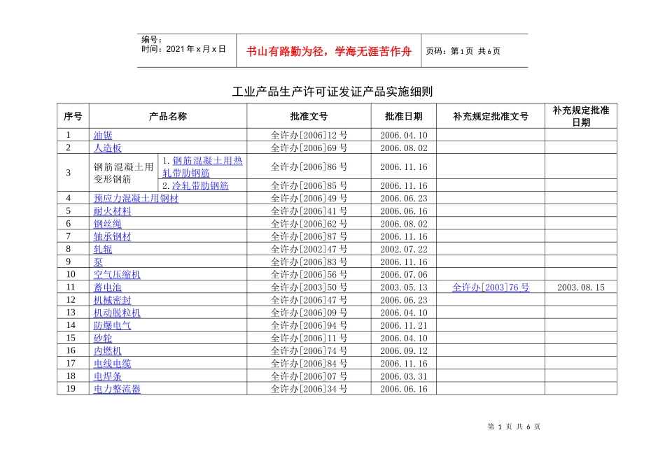 工业产品生产许可证产品实施细则_第1页