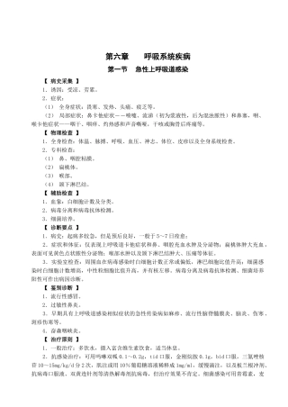 呼吸系统疾病症状与诊疗原则