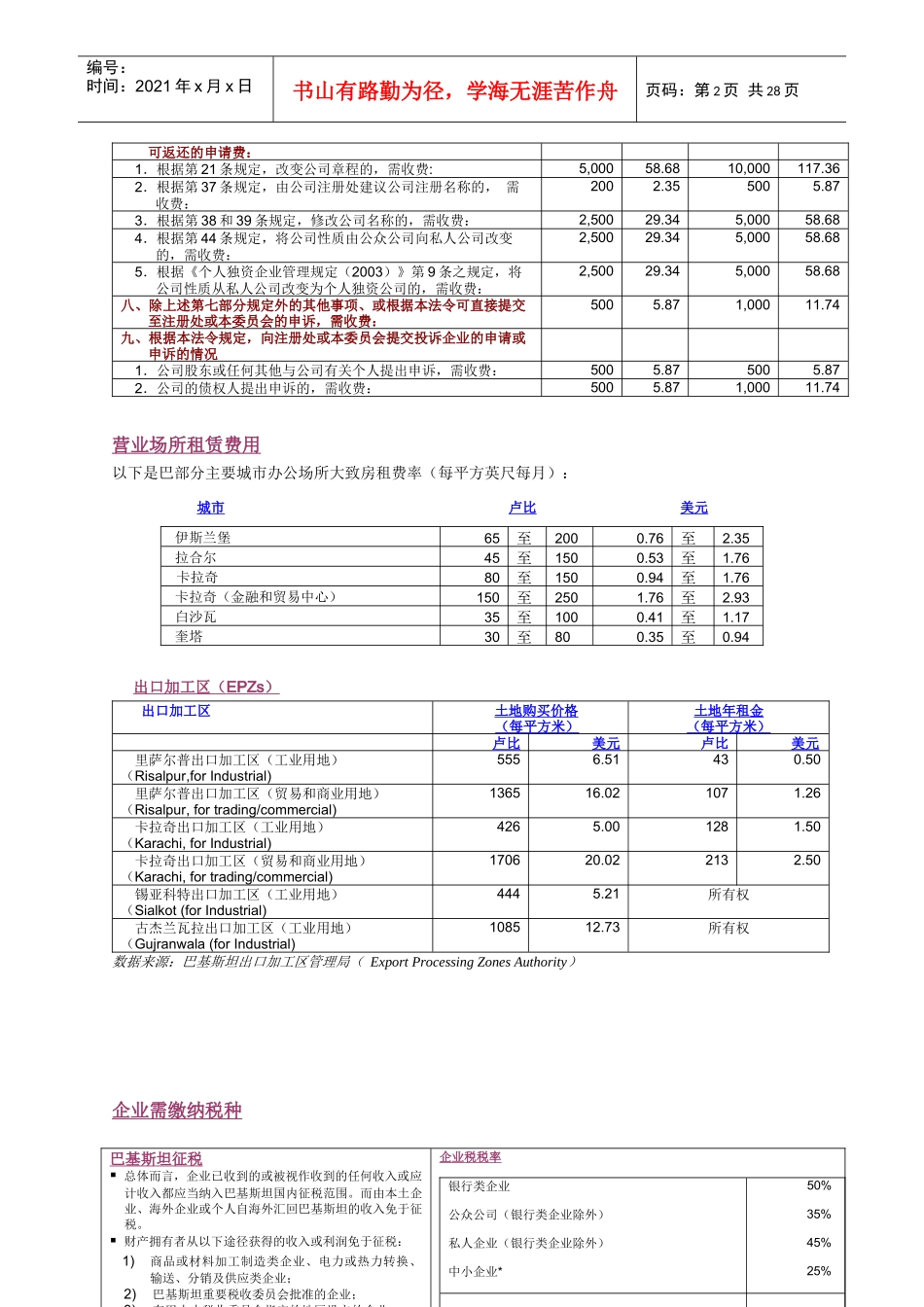 巴基斯坦商务成本概览_第2页