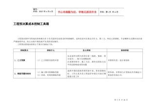 工程预决算成本控制工具箱