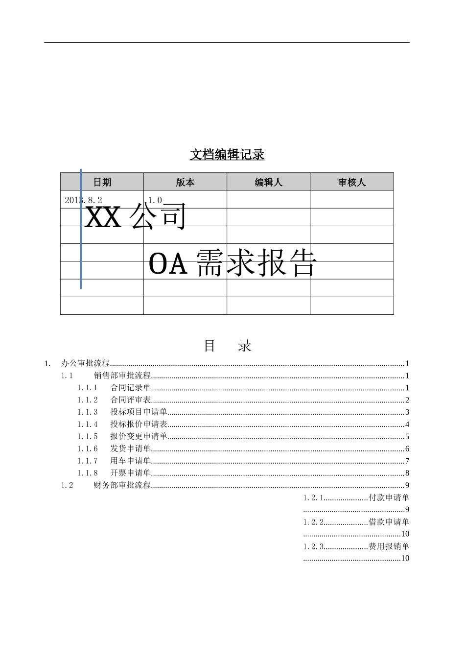 XX公司OA需求调研报告_第1页