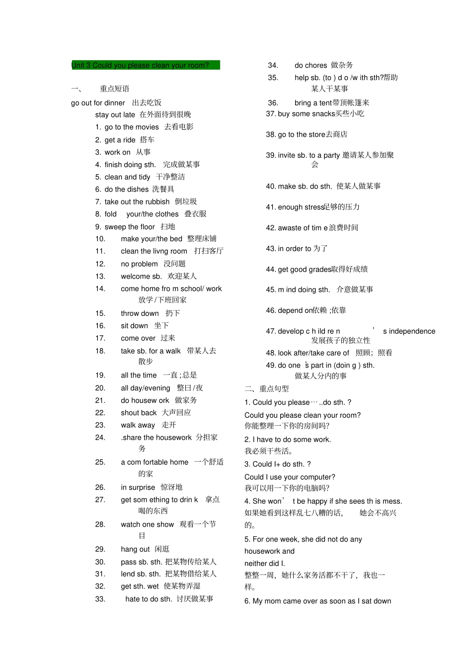新人教版英语八年级下册U1-U8必会知识点word版本_第3页