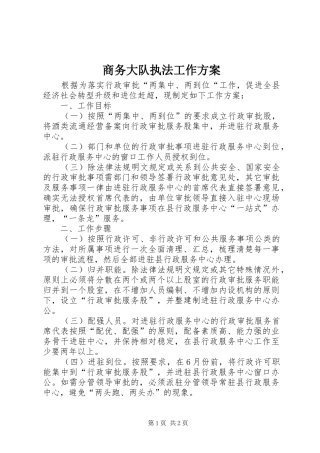 商务大队执法工作方案