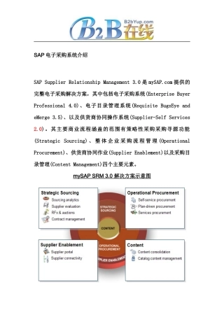 SAP电子采购系统介绍