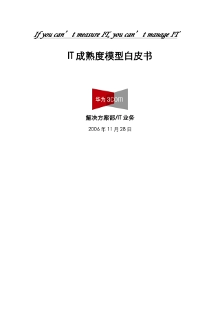 IT成熟度模型白皮书范本