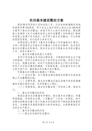 农田基本建设整治方案