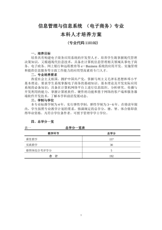 信息管理与信息系统（电子商务）专业