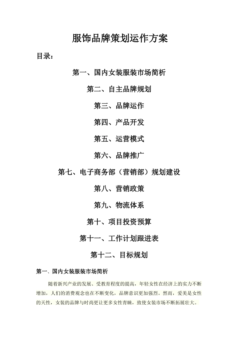 XXXX电商服装品牌策划运作方案_第1页