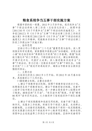 粮食系统争当五事干部实施方案