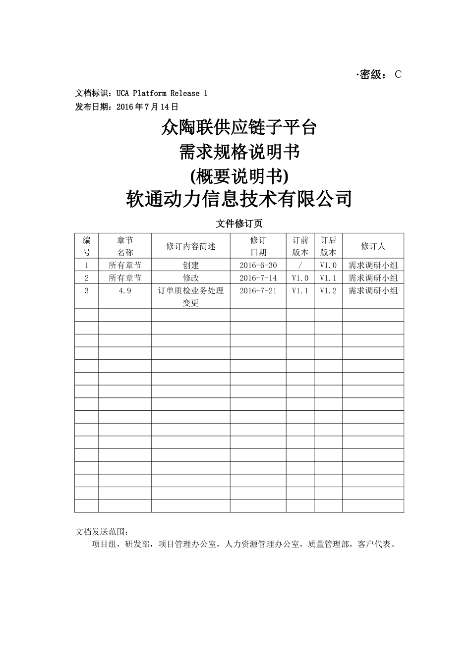 供应链子平台需求规格概要说明书培训资料_第1页