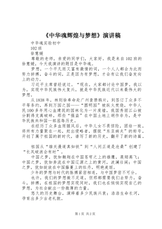 《中华魂辉煌与梦想》演讲稿范文