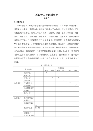 《电子商务技术》项目分工与计划建议
