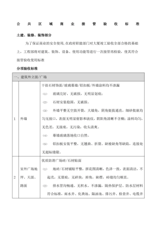 商业接管验收标准