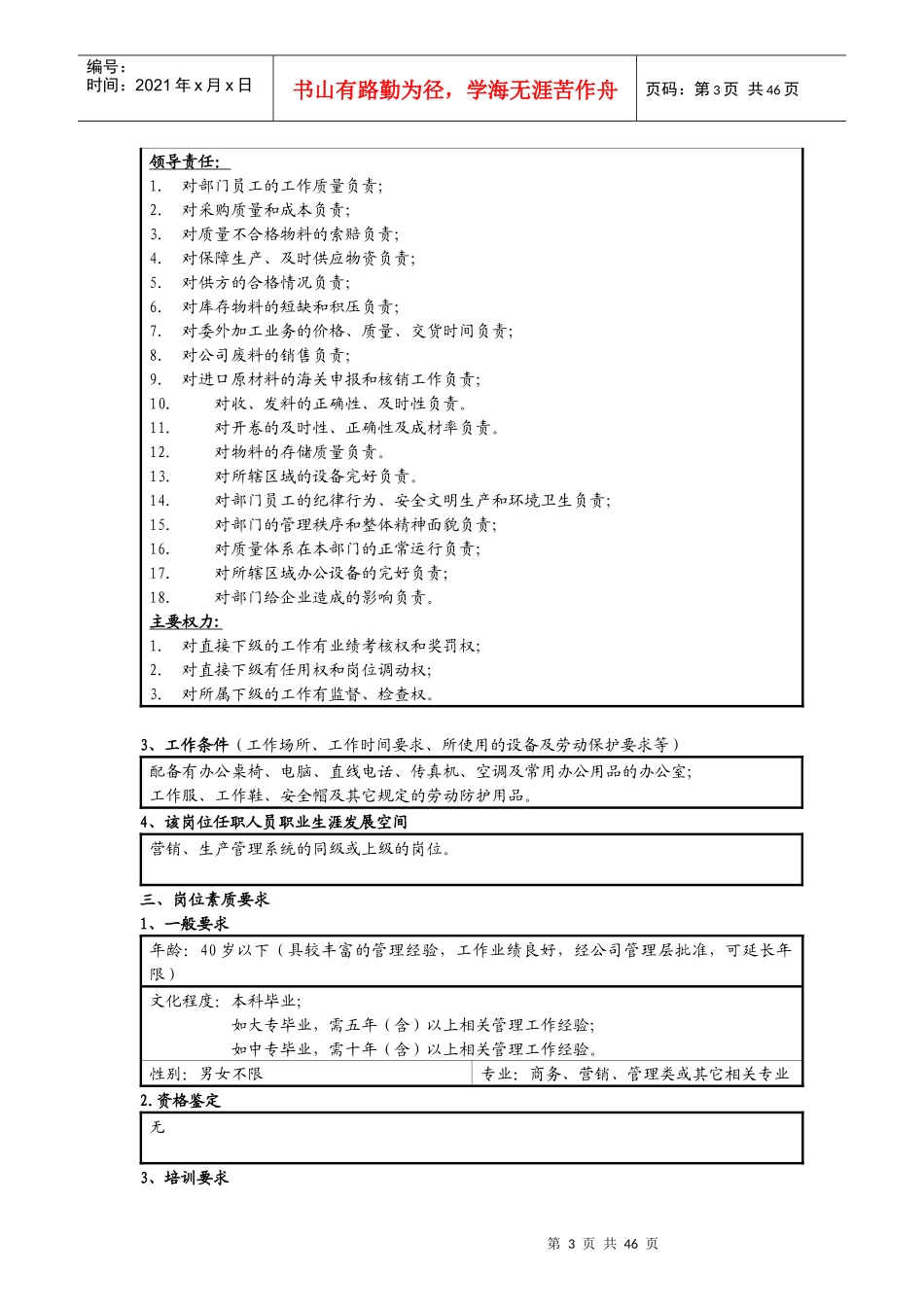 岗位说明书岗位职责1岗位描述(采购配送部)_第3页