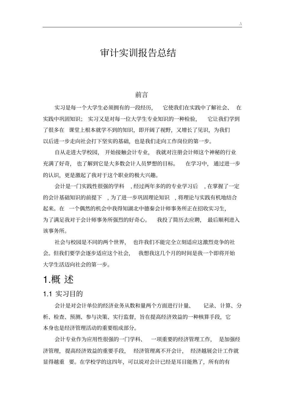 审计实训报告情况总结_第1页