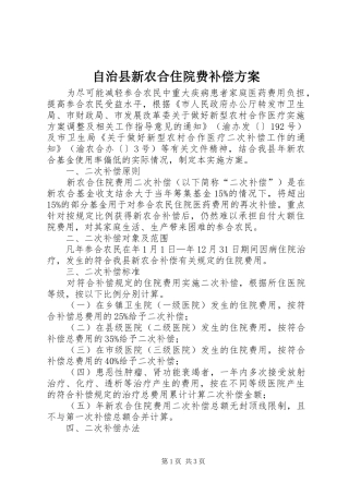 自治县新农合住院费补偿方案