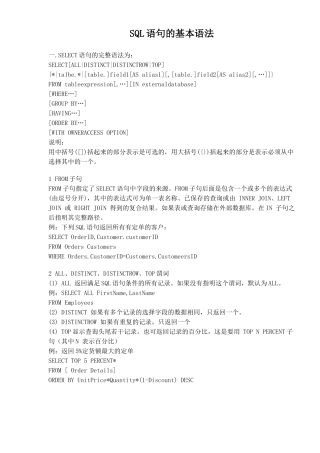 SQL语句的基本语法