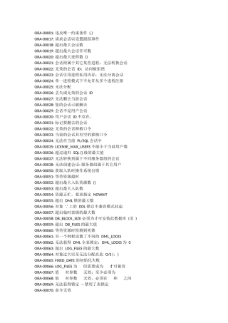 Oracle错误码