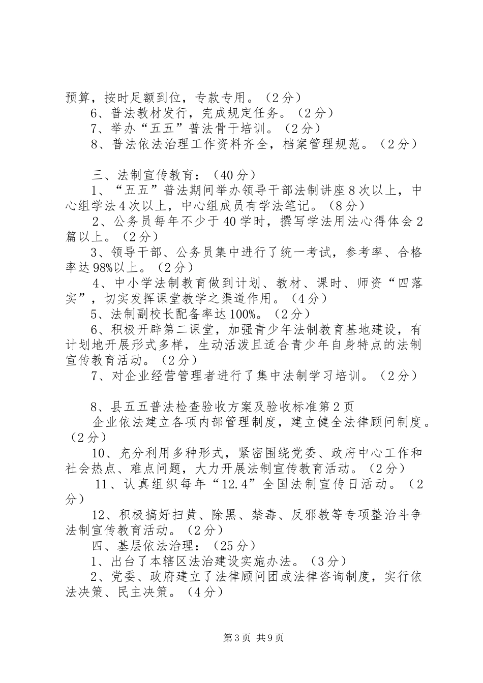 县五五普法检查验收方案及验收标准_第3页