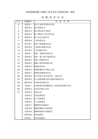 市政工程资料表格(免费完整版)
