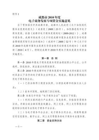 XXXX年成都市电子商务发展资金拟支持方向