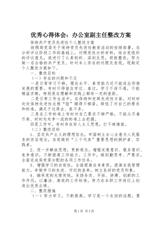 优秀心得体会：办公室副主任整改方案