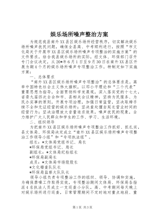 娱乐场所噪声整治方案