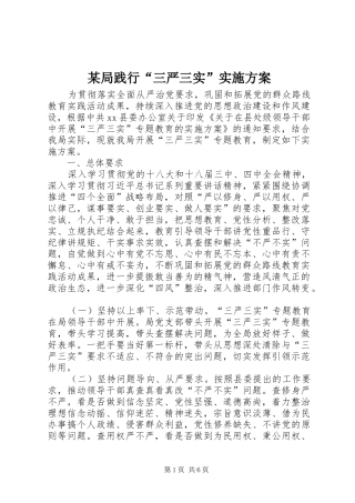 某局践行“三严三实”实施方案