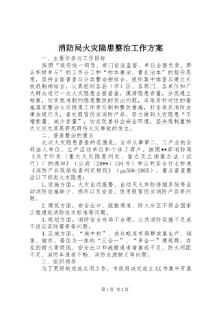 消防局火灾隐患整治工作方案