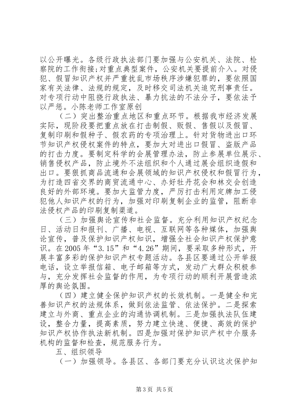 市保护知识产权专项行动方案_第3页