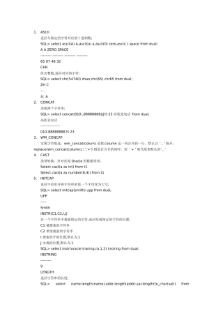Oracle100个常用函数