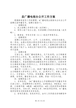 县广播电视台公开工作方案
