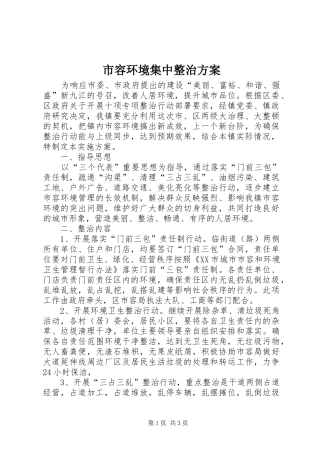 市容环境集中整治方案