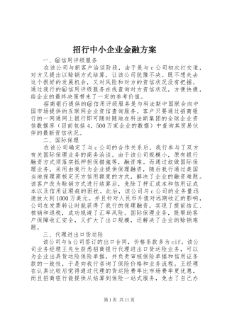 招行中小企业金融方案