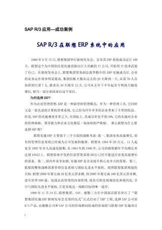 SAP R3应用成功案例