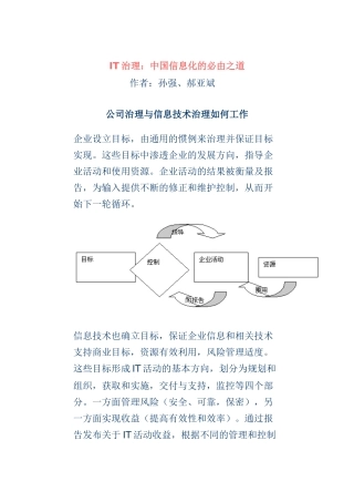 IT治理--中国信息化的必由之道分析