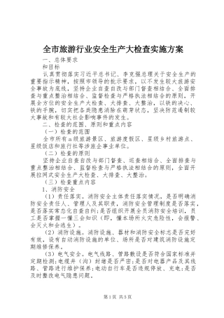 全市旅游行业安全生产大检查实施方案