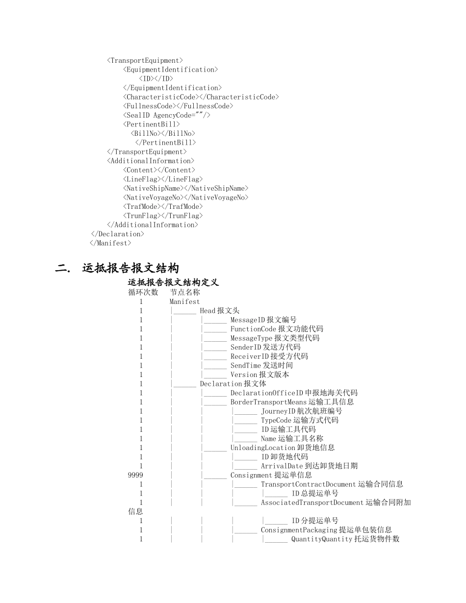 南京海关物流信息化管理系统海运部分运抵报告报文结构_第3页