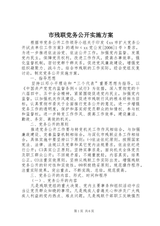 市残联党务公开实施方案