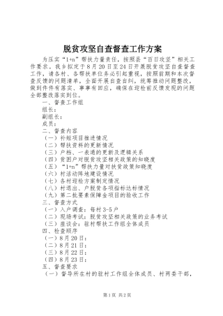 脱贫攻坚自查督查工作方案