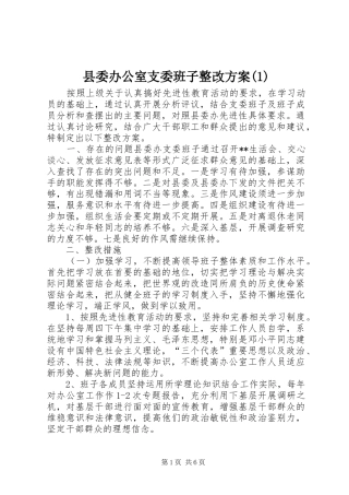 县委办公室支委班子整改方案(1)