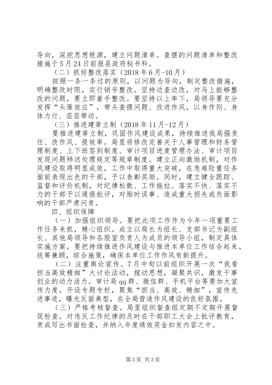 审计局持续推进作风建设方案_第3页