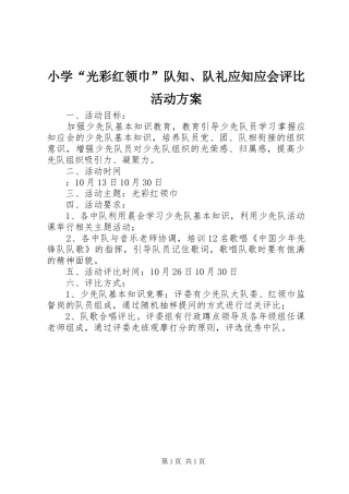 小学“光彩红领巾”队知、队礼应知应会评比活动方案