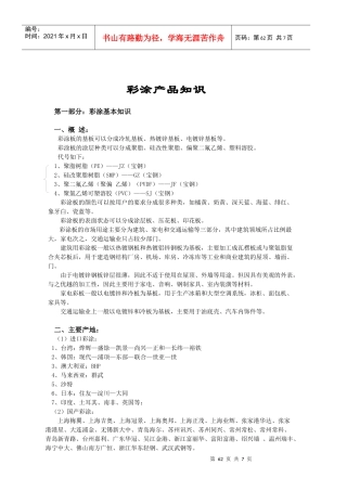 彩涂产品知识概述