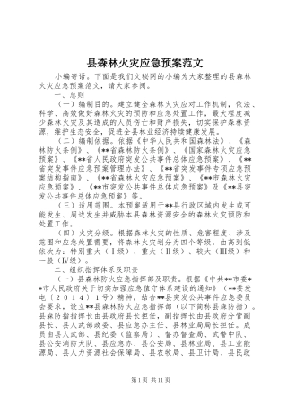 县森林火灾应急预案范文