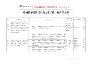 德清县节能降耗实施方案工作目标责任分解