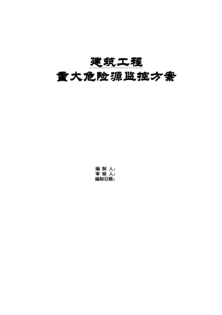 建筑工程项目重大危险源监控方案