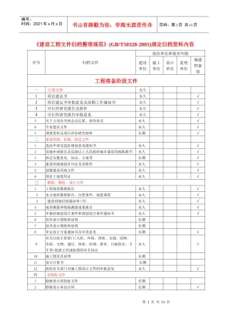 建筑工程资料归档资料内容