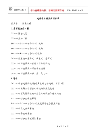 建筑专业图集简明目录