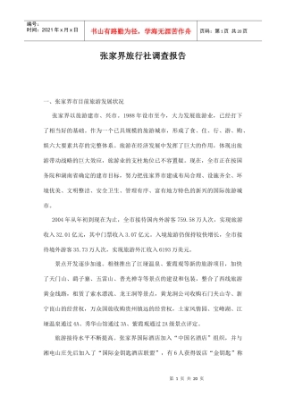张家界旅行社调查报告